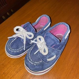 Sparkly Denim Sperrys, size toddler 4